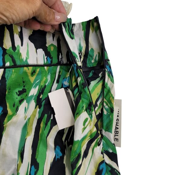 Sharagano Studio Abstract Print A-Line Skirt Size 16 Green Garden Surprise New - Picture 6 of 8